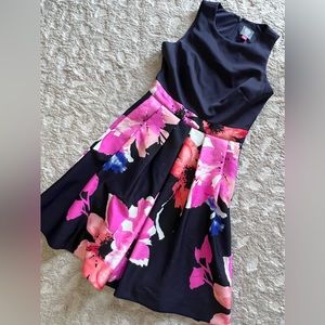 Vince Camuto Navy Floral A-Line Dress *Size 2*